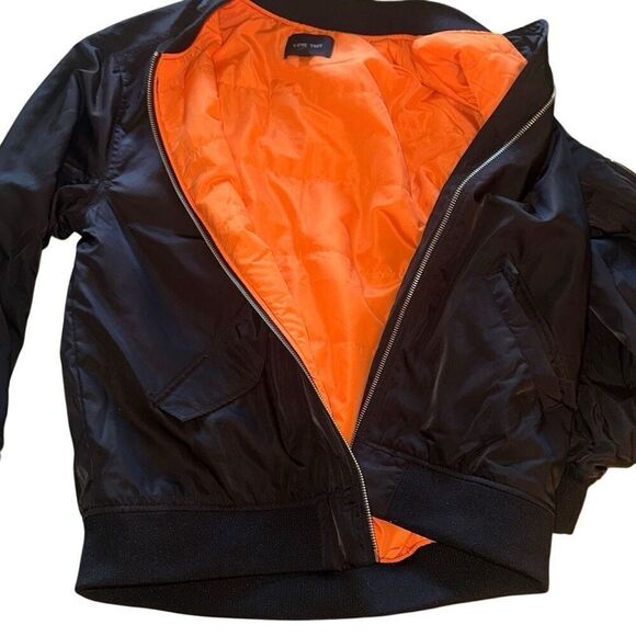 Love Tree Black Orange Lined Full Zip Classic Bomber Jacket Ladies Small - Picture 3 of 11